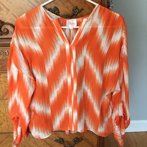 Orange and Cream Silk Blouse